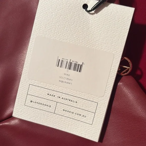 Nookie Leona Mini Dress Faux Leather Structured Bodice Strapless Red Small NWT - Picture 11 of 11